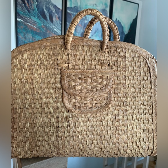 Vintage Handbags - Vintage Straw Woven Briefcase/Tote